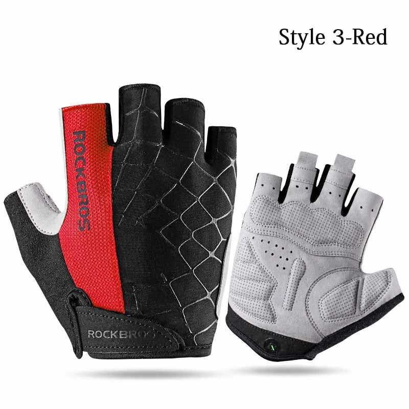 ROCKBROS Half Finger Cycling Gloves Breathable Shockproof MTB Mountain Bike Gloves Mens Outdoor  Bicycle Riding Mittens