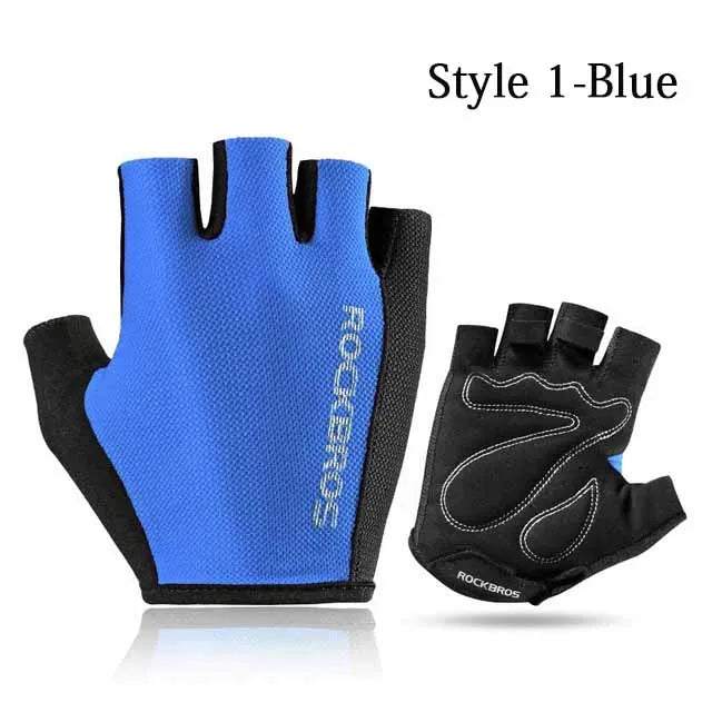 ROCKBROS Half Finger Cycling Gloves Breathable Shockproof MTB Mountain Bike Gloves Mens Outdoor  Bicycle Riding Mittens