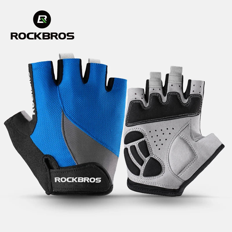 ROCKBROS Half Finger Bike Gloves MTB Road Spring Summer Breathable Shorts Bicycle Gloves Men Women Gel Padded Cycling Gloves